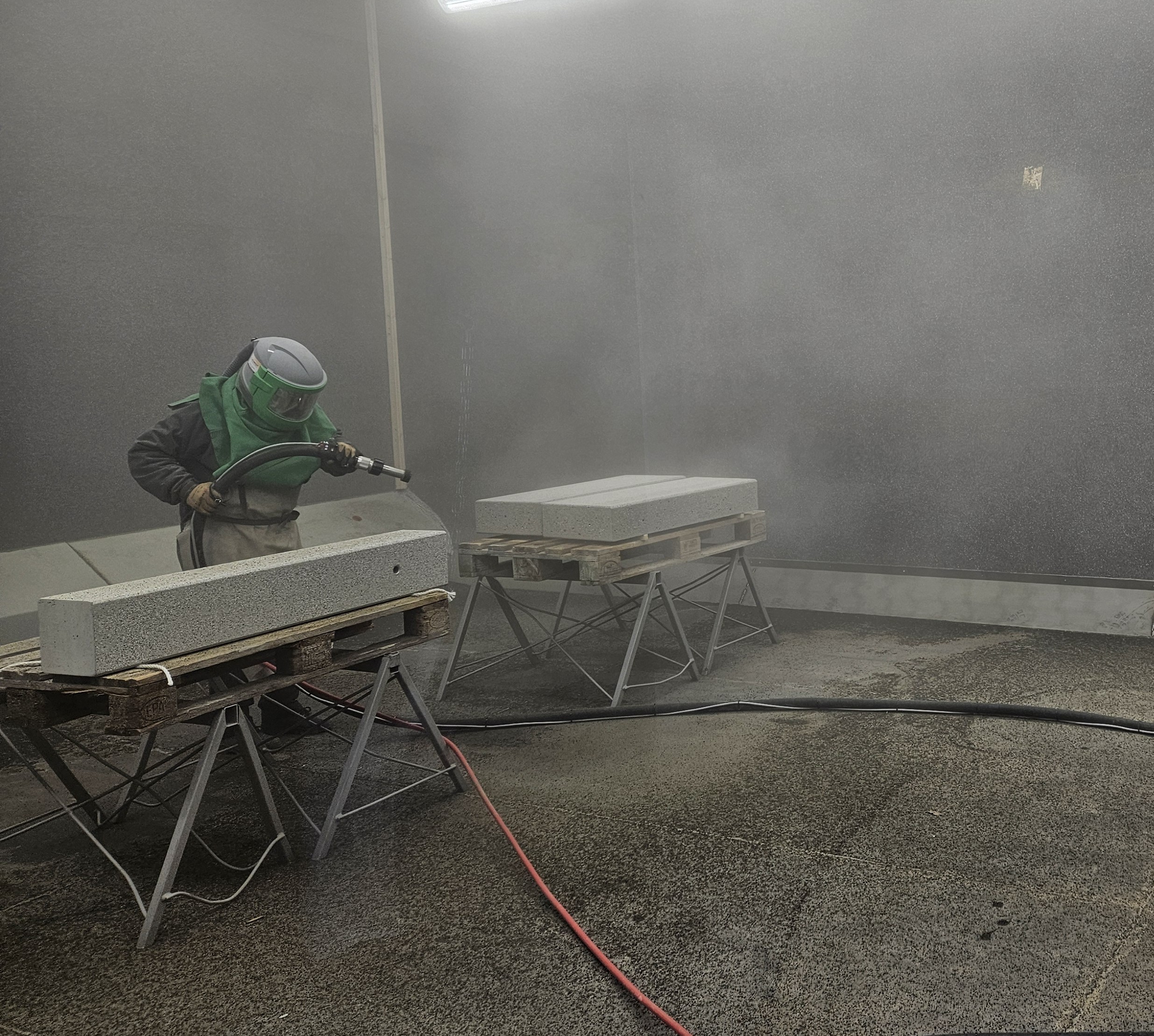 Betonsanierung, Sandtrahlen, Strahlen